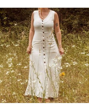 Gardenbelle Organic Core Style Button Down Dress - Natural