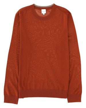 Paul Smith Finely Knit Merino Wool Sweater With Ribbed Details - Orange