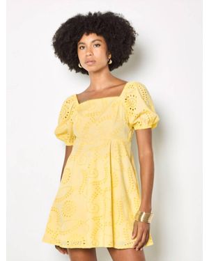 Apricot Broderie Tie Back Mini Dress - Yellow