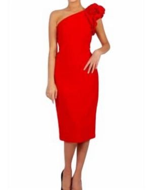 Joseph Ribkoff One Shoulder Cocktail Dress - Red