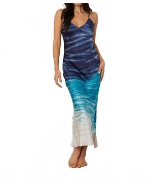 River + Sky Satin Bias Slip Dress - Blue