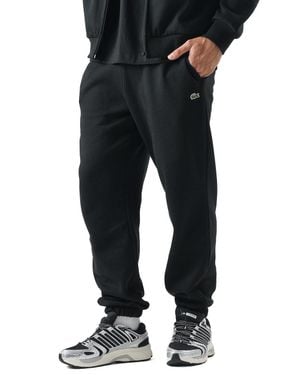 Lacoste Regular Fit Fleece Sweatpants With Elastic Cuffs And Embroidered Logo - Black