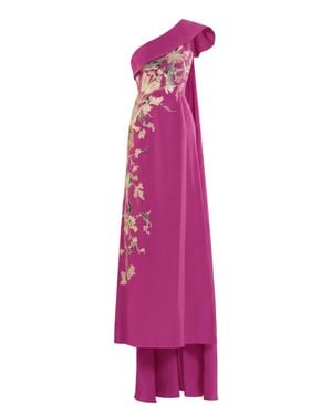Saiid Kobeisy One Shoulder Embroidered Crepe Dress - Purple