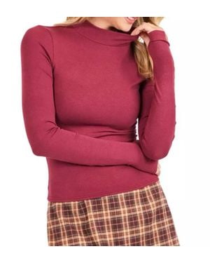Sadie & Sage Roman Mock Neck Top - Red