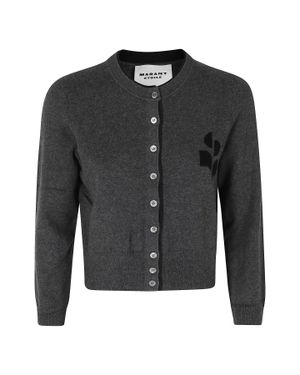 Isabel Marant Lona Cropped Floral Cotton-Blend Cardigan - Black