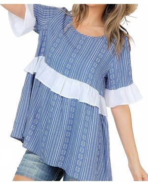 shop basic Cotton Printed Top - Blue