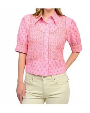 Ivy Jane Kantha Stitched Shirt - Pink