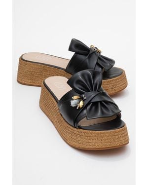 Prologue Shoes Shara Braided Bow & Bee Buckle Platform Sandal - Multicolor