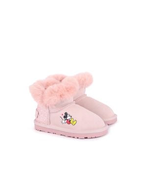 MOA Mickey Faux Fur Boots - Pink
