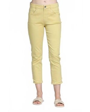 Apny Olivia Pull-On Crop Frayed Jean - Yellow