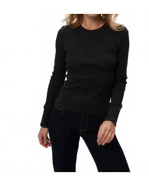 Michael Stars Willa Thermal Pullover Top - Black
