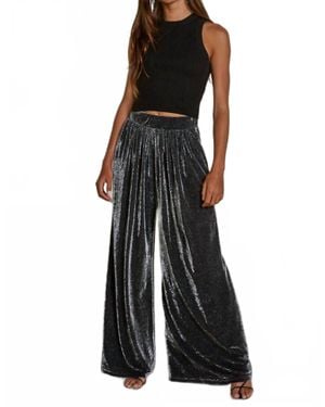 By Together Knit Nylon Polyester Lurex Wide Leg Pants - Black