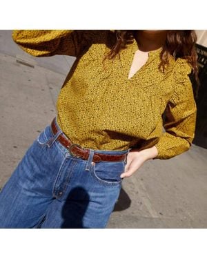 Nation Ltd Tilly A Line Ruffle Top - Yellow