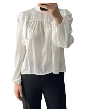 Wayf Ruffle Long Sleeve Blouse - Gray