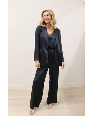 Skies Are Blue Icon Brushed Satin Wide Leg Pants - Blue