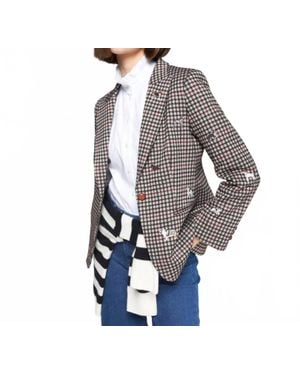 Vilagallo Heather Plaid Jacket With Embroidery - Gray