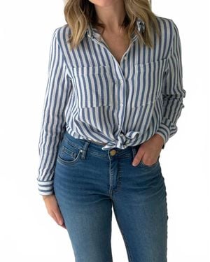 Be Cool Seaside Stroll Gauze Top - Blue
