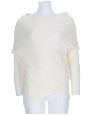 P.A.R.O.S.H. Draped Wool Sweater With Ribbed Long Sleeves - White