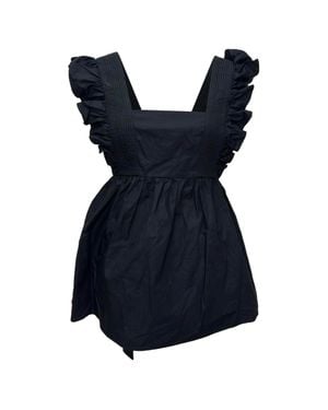 Self-Portrait Ruffled Tie-Back Blouse - Blue