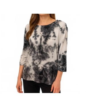 French Kyss Tie Dye Scoop Neck Top - Black