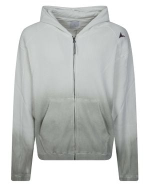 ROA Bee Sun Faded Organic Waffle Zip-Up Hoodie - Gray