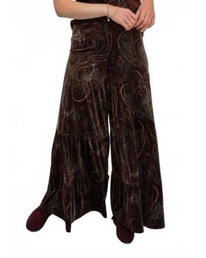 Ivy Jane Tiered Paisley Velvet Pant - Black
