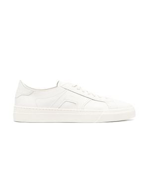 Santoni Textured Leather Low-Top Sneakers With Logo Detailing - White