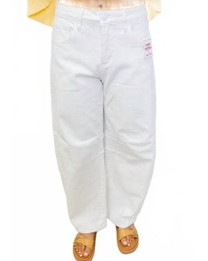 Risen Tummy Control Slouchy Ankle Barrel Pants - White