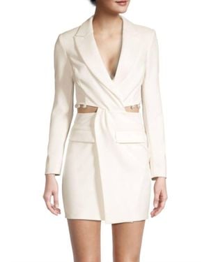 Lavish Alice Cut-Out Detail Blazer Dress With Pearl Trim - White