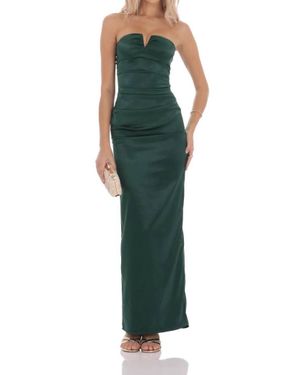 Loly In The Sky Satin V-Strapless Maxi Dress - Green
