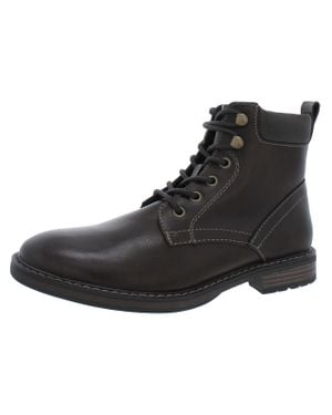 Club Room Westin Faux Leather Lace-Up Ankle Boots - Black