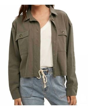Wishlist Cotton Relaxed Crop Jacket With Pocket - Green