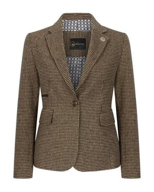 TruClothing Blazer Wool Blend Tweed Dogtooth Tailored Fit Jacket - Green