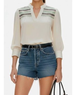 VAVA Eyewear Yoke Embroidered Blouse - Blue
