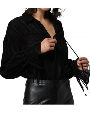 Line & Dot Michelle Velvet Stripe Blouse - Black