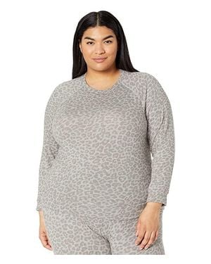 Beyond Yoga Sweatshirt Leopard Stretch Crew Neck Pullover Gbo155 - Gray