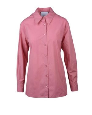 Erika Cavallini Semi Couture Classic Button-Down Cotton Shirt With Tailored Fit And Unique Back Detail - Pink