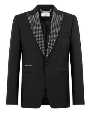 Philipp Plein Blazer With Lapel Studs - Black