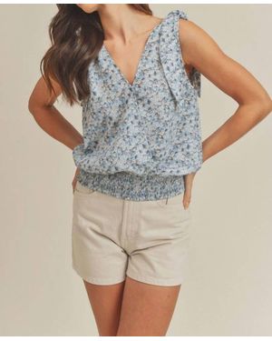 AEMI + CO Floral Tank Blouse - Blue