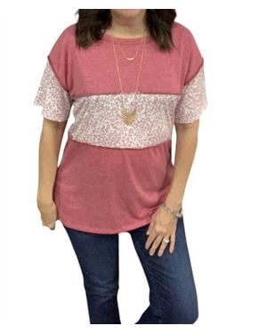 Bibi Animal Print Short Sleeve Top - Red