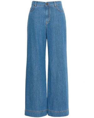 Weekend Wide-Leg Denim Jeans With High Waist And Five-Pocket Design - Blue