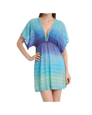 Jordan Taylor V-Neck Textured Tunic Cover Up - Blue
