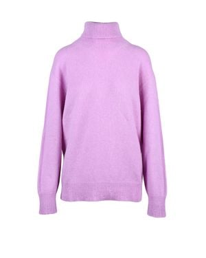 Amaranto Oversized Turtleneck Sweater With High Ribbed Neck And Luxurious Finish - Purple