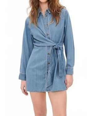 GOOD AMERICAN Denim Wrap Shirt Dress - Blue