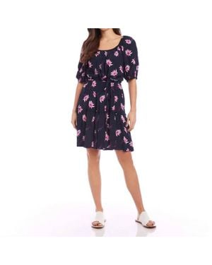 Karen Kane Darling Daisy Tiered Short Dress - Blue