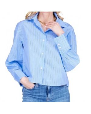 J joy Striped Polind Button Up Shirt - Blue