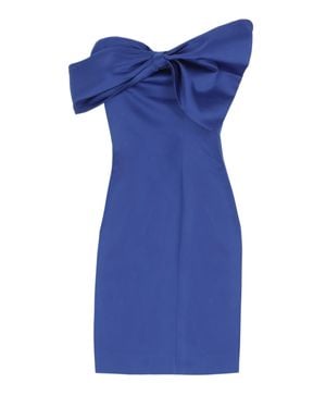 ROTATE BIRGER CHRISTENSEN Satin Mini Dress With Oversized Bow Detail - Blue