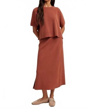 Wishlist Ribbed Knit Sweater Top And Skirt Set - Red