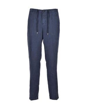 Briglia 1949 Drawstring Stretch Linen-Blend Pants - Blue