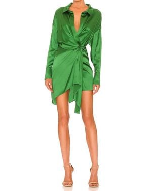 SER.O.YA Silk Demi Mini Dress - Green